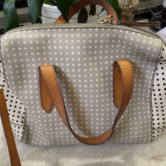 Fossil handbag gray and white dotted canvas - Picture 6 of 12